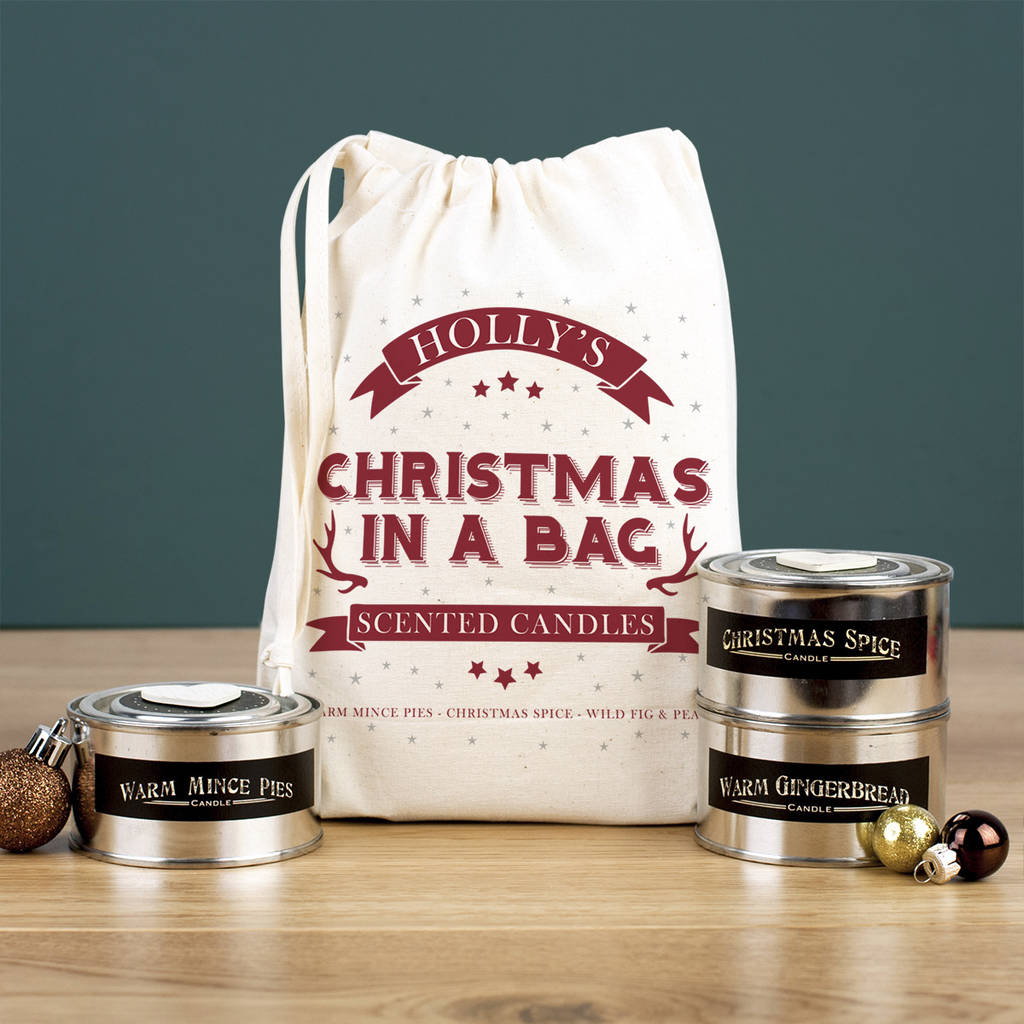 Personalised 'Christmas In A Bag' Scented Candles Sale By The Little