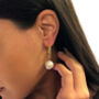 Aoife Baroque Pearl Gold Plated Silver Hoop Earrings, thumbnail 2 of 4