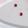 Ruby Red Cz Crystal Threader Earrings Sterling Silver, thumbnail 4 of 11