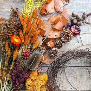 Autumn Dried Flower And Foliage Wreath Kit, 11 of 12