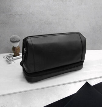 Men's Leather Travel Toiletry Wash Bag, 2 of 6