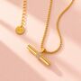 Gold Plated Crystal T Bar Pendant Necklace, thumbnail 2 of 4