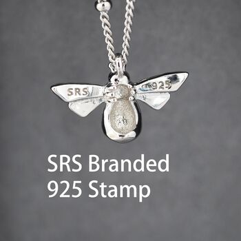 Tiny Bumble Bee Pendant Necklace In Sterling Silver, 4 of 12