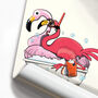 Flamingo In The Bath, Bathroom Art, thumbnail 6 of 8
