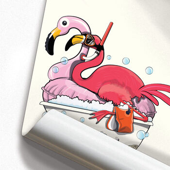 Flamingo In The Bath, Bathroom Art, 6 of 8