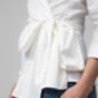 Abigail Ivory Wrap Cotton Blouse, thumbnail 3 of 6