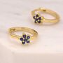 Sapphire Blue Cz Flower Huggie Hoop Earrings, thumbnail 4 of 11