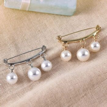 Three White Pearl Brooch Sweater Schoolbag Pin, 7 of 7