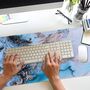 Blue And Gold Marble Desk Pad Protector, thumbnail 1 of 7