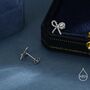 Sterling Silver Braided Ribbon Bow Stud Earrings, thumbnail 4 of 12