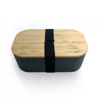 Personalised Contemporary Black Bamboo Lunch Box, 6 of 6