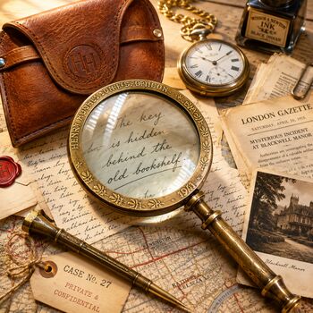 25cm Bronze Magnifying Glass With Leather Case, 8 of 12