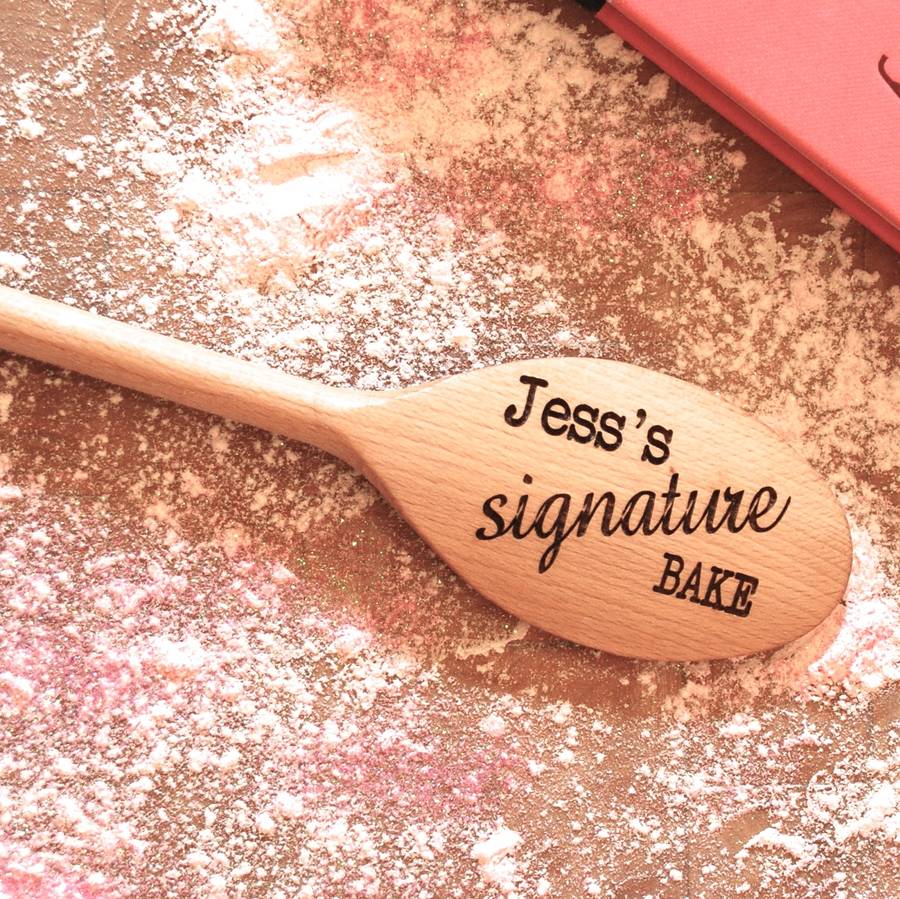 Personalised Signature Bake Wooden Spoon By Bespoke & Oak Co.