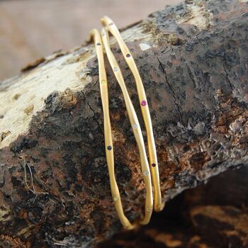 Sapphire And Peridot Birthstone Silver Stacking Bangle, 6 of 10