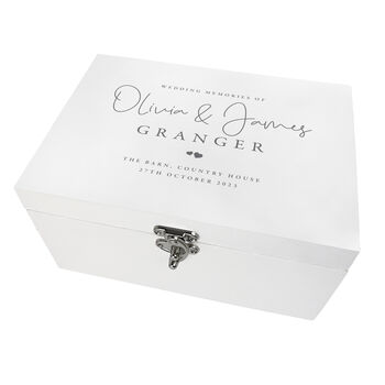 Personalised Luxury White Wedding Keepsake Memory Box, 5 of 8