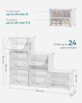 Six/Eight Slot Interlocking Shoe Rack Cabinet Organiser, 8 of 9