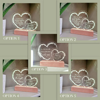 Personalised Mother's Day Light Up Acrylic Hearts, 2 of 12