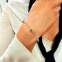 Emerald May Birthstone Minimalist Silver Bracelet, thumbnail 2 of 4