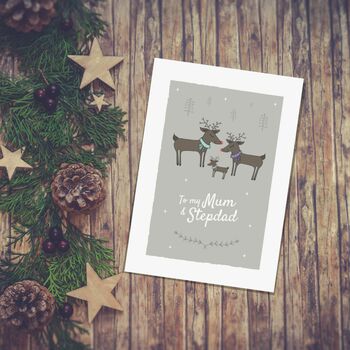 'To My Mum And Stepdad' Christmas Card Reindeer, 4 of 7