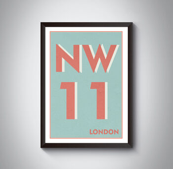 Nw11 Barnet London Typography Postcode Print, 6 of 10