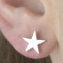 Silver Star And Moon Stud Earrings, thumbnail 3 of 5