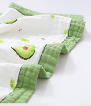 Avocado Six Layer Cotton Muslin Baby Childrens Blanket, 4 of 4
