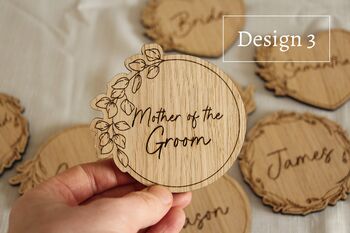 Personalised Wedding Guest Coasters – Engraved Oak Veneer Drink Mats For Guests And Favours, 5 of 6