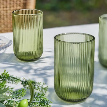 Palermo Set Of Four Green Ribbed Highball Tumblers, 3 of 4