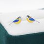 Blue Tit Bird Stud Earrings In Sterling Silver, thumbnail 3 of 12