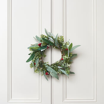 35cm Christmas Wreath With Red Bow, 2 of 4