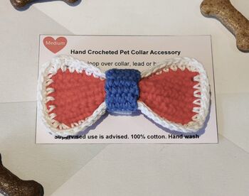 Hand Crocheted 100% Cotton Celebration Pet Bow Tie, 4 of 4