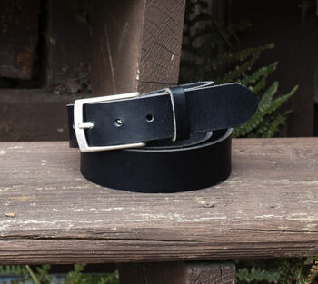 Handmade Leather Belt And Matching Keyring Mens Gift Made In The UK, 4 of 11