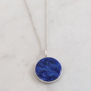 The Circle Lapis Lazuli Necklace, Silver, 4 of 8