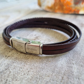 Men’s Italian Leather Multi Strand Bracelet, 5 of 8