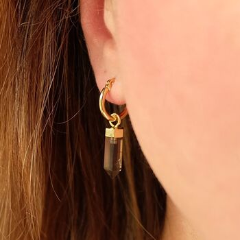 Quartz Gemstone Crystal Hoop Earrings, 2 of 5