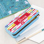 Personalised Girl's Patterned Blue Pencil Case Tin, thumbnail 7 of 11