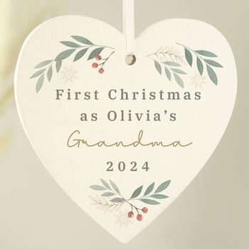 Personalised Christmas Foliage Hanging Heart Decoration, 4 of 7