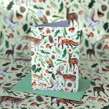 Woodland Animals Christmas Card Pack Of 12, 7 of 10