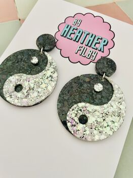Yin Yang Glitter Earrings, 4 of 4