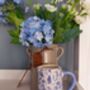 Hare Floral Jug In Blue, thumbnail 2 of 4