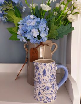 Hare Floral Jug In Blue, 2 of 4