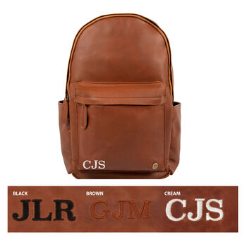 Personalised Brown Leather Backpack With Side Pockets, 10 of 12
