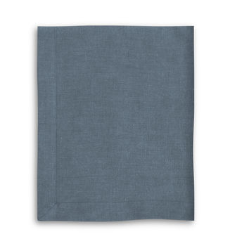 Parisian Blue Linen Tablecloth With Mitered Hem, 2 of 2