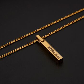 Personalised 18 K Gold Bar Pendant Chain For Men And Women, 5 of 12