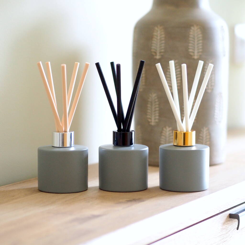 Personalised Matt Grey Diffuser Bottle And Reed Set, 1 of 8