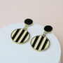 Black And White Striped Circle Drop Earrings, thumbnail 2 of 3