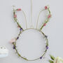 Gold Wire Bunny Shaped Easter Wreath With Foliage, thumbnail 1 of 2