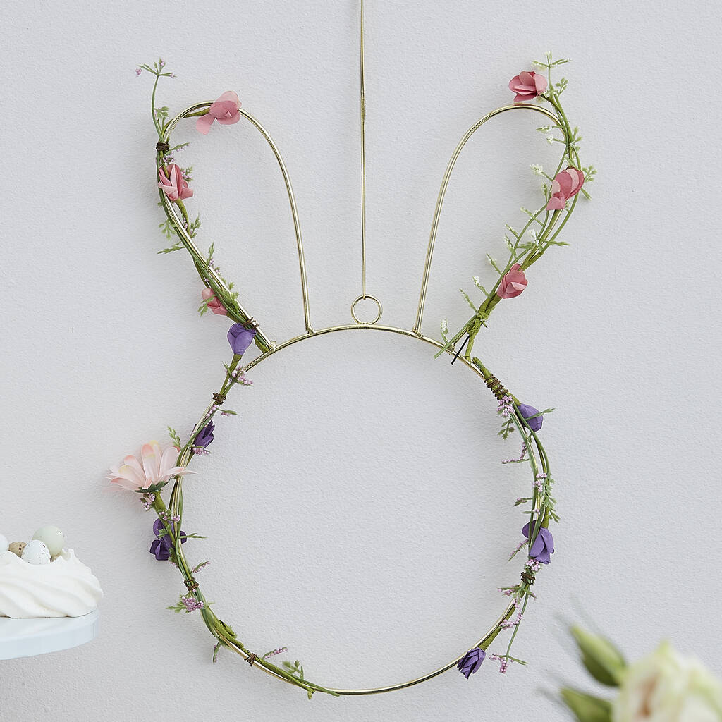 gold-wire-bunny-shaped-easter-wreath-with-foliage-by-ginger-ray