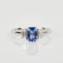 Blue Sapphire Three Stone Engagement Ring, thumbnail 1 of 3