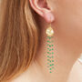 Green Aventurine Textured Gold Beaded Drop Earrings, thumbnail 3 of 10